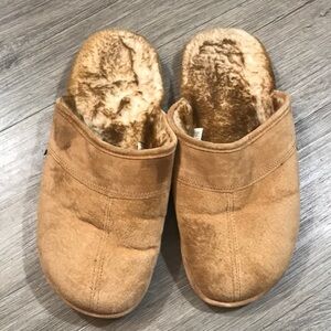 LAMO MEN'S SCUFF Faux Fur Chestnut Suede Upper Slippers size L